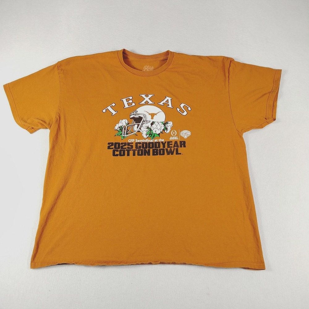 Texas Longhorns Shirt Mens XXL Orange NCAA Football 2025 Cotton Bowl Blue 84 Tee